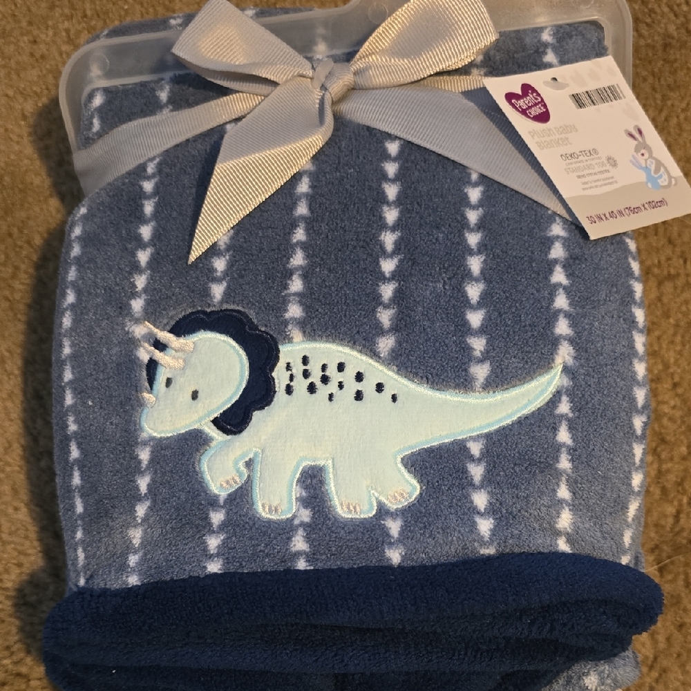 Luvable Friends Blue Dinosaur Blanket
